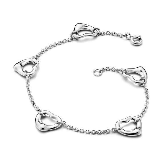 Tiffany Elsa Peretti Five Station Open Heart Bracelet - Silver - 7” - Picture 4 of 13